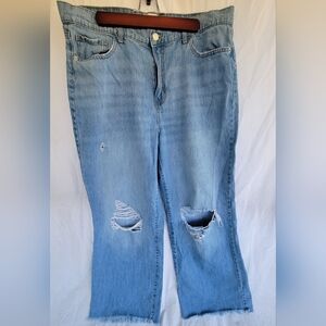 True Craft Light Blue Distressed Relaxed Wide Leg Boyfriend Jeans 16.